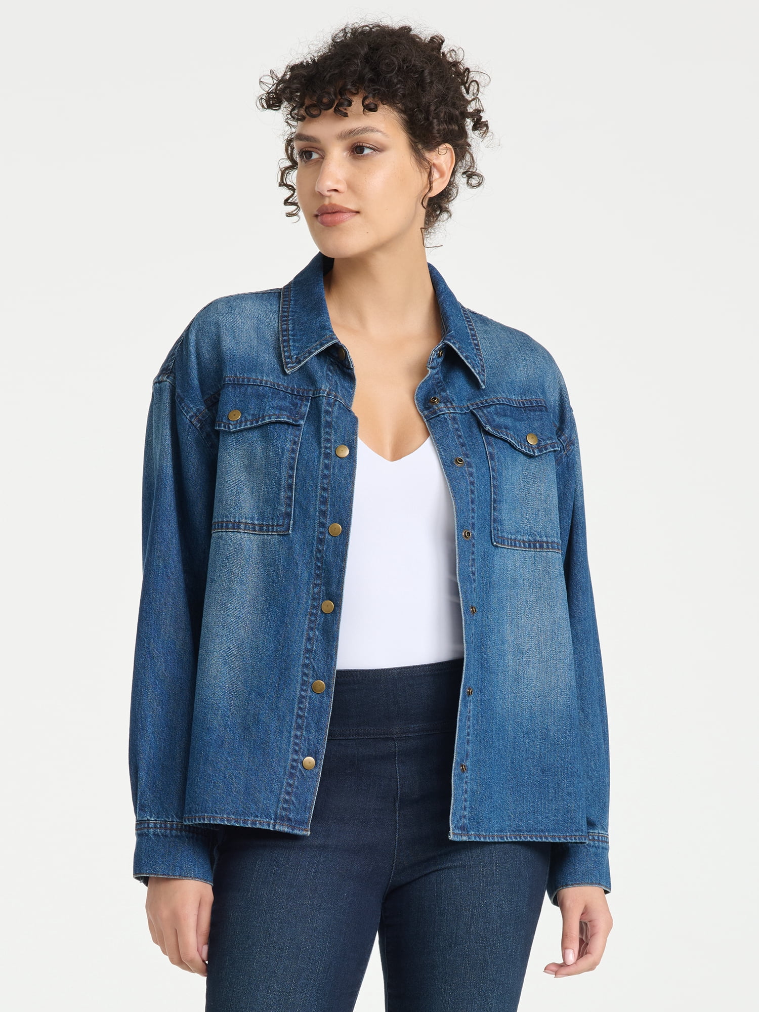 Sofia Vergara Women's Relaxed Boyfriend Shirt, Sizes XS-XXL