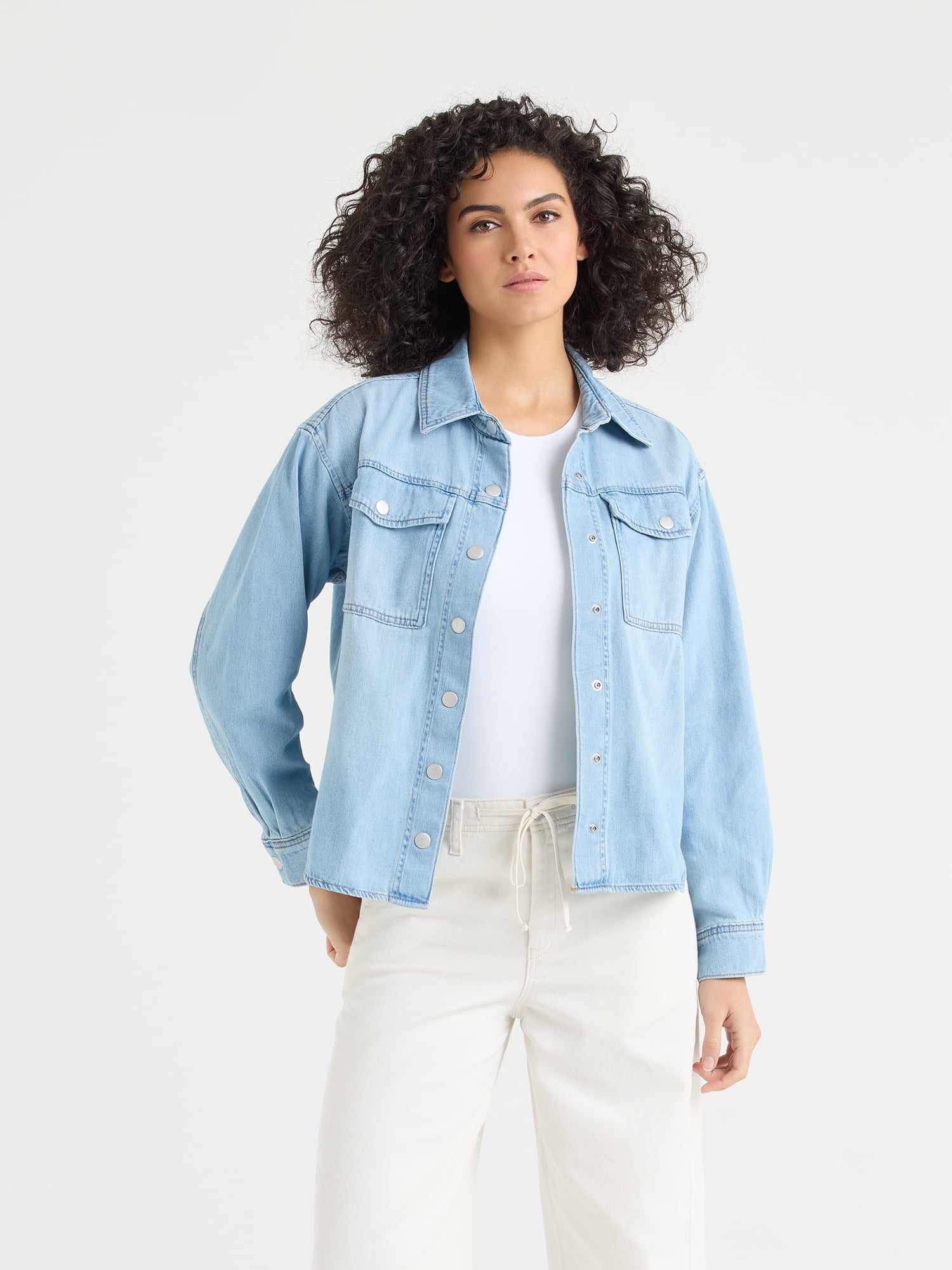 Sofia by Sofia Vergara Women's Relaxed Boyfriend Shirt with Long Sleeves, Sizes XS-XXXL