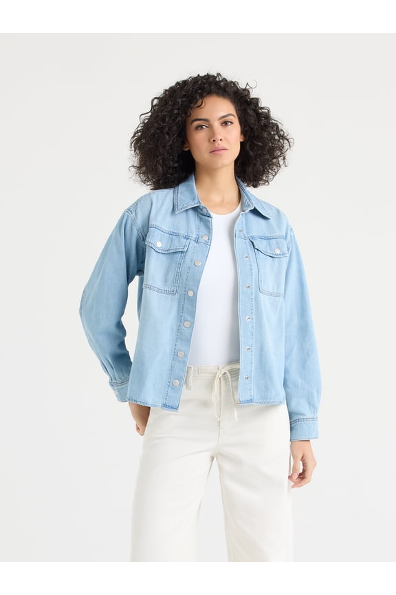 Sofia by Sofia Vergara Women's Relaxed Boyfriend Shirt with Long Sleeves, Sizes XS-XXXL