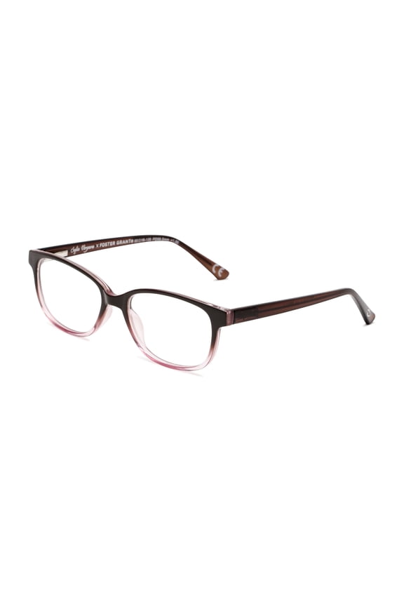 Alicia Rectangle Women Full Rim Reading Glasses, Brown Pink, +1.00