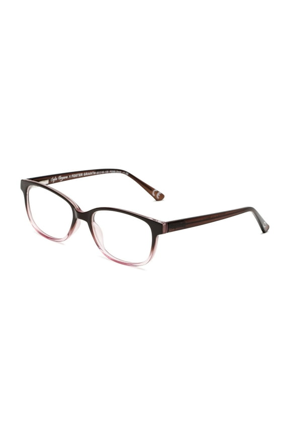 Alicia Rectangle Women Full Rim Reading Glasses, Brown Pink, +2.00