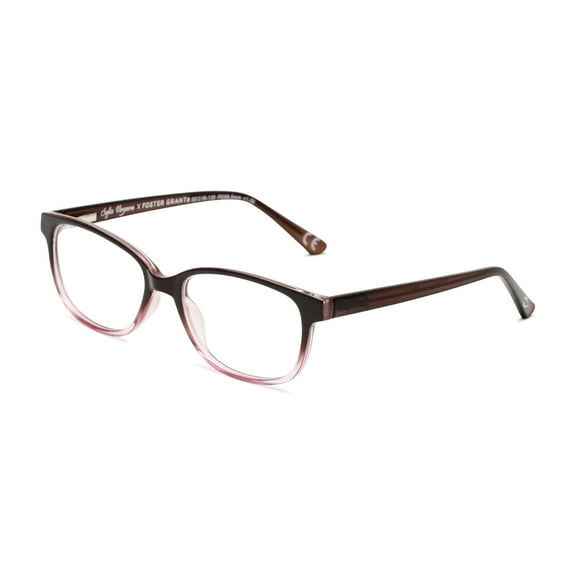 Sofia Vergara x Foster Grant Alicia Rectangle Women Full Rim Reading Glasses, Brown Pink, +2.00