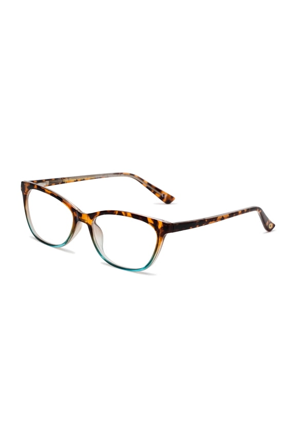 Teresa  Cat Eye Women Full Rim Reading Glasses, Tortoise Aqua, +1.50
