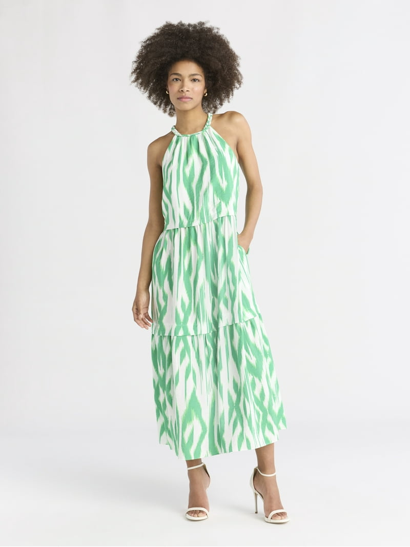 Sofia Womens Braided Maxi Dress Above Ankle Length Sleeveless Tiered Design  - Walmart.com