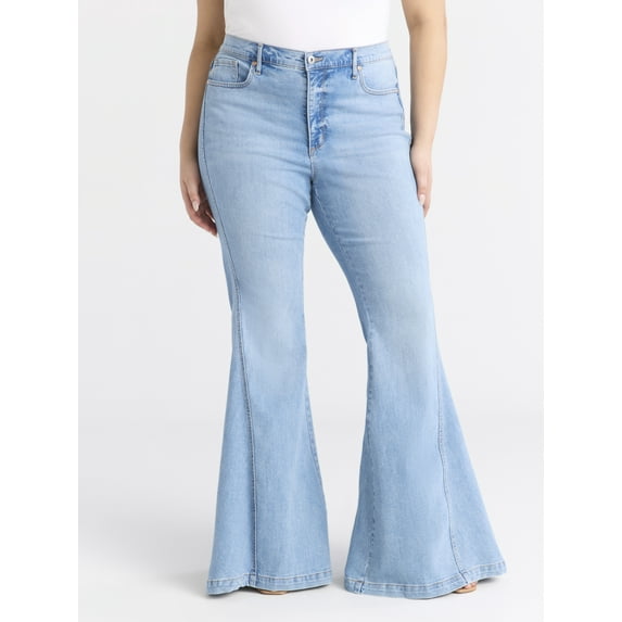 Sofia by Sofia Vergara Women's and Women's Plus Melisa Mega Flare High Rise Jeans, Sizes 0-28W