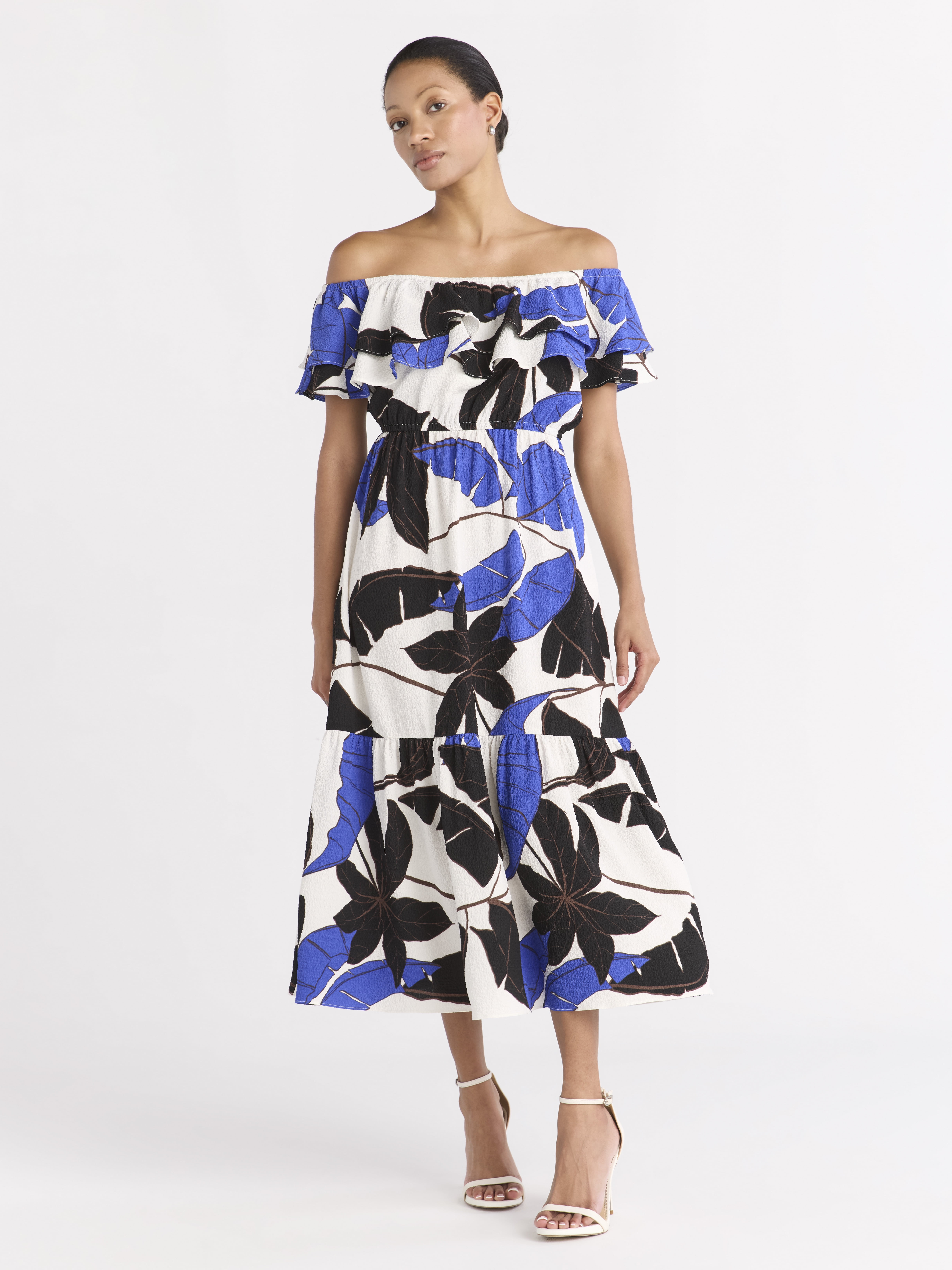 Sofia Jeans by Sofia Vergara Women's Ruffle Off-Shoulder Maxi