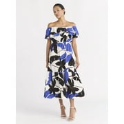 SOFIA JEANS BY SOFIA VERGARA Sofia by Sofia Vergara Women's Ruffle Off Shoulder Maxi Dress, Above Ankle Length, Sizes XS-XXXL