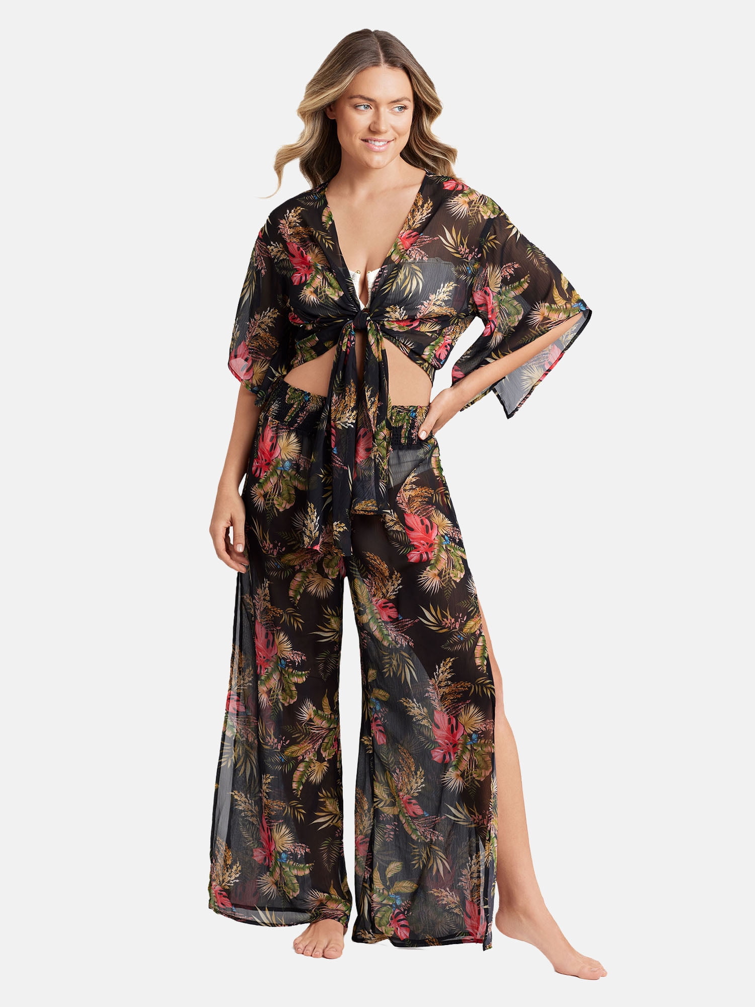 Sofia by Sofia Vergara Women's and Women's Plus Batwing Crop Top Cover up