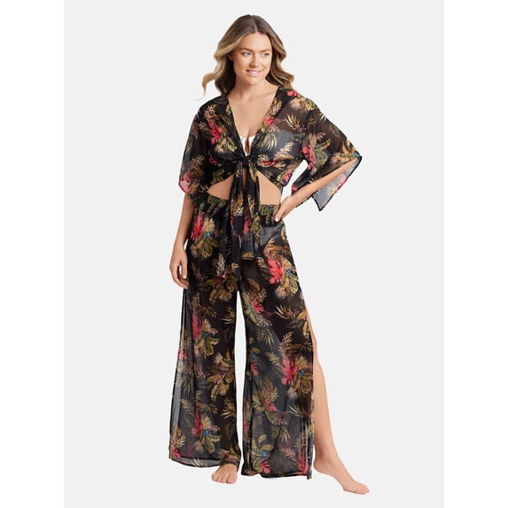 Sofia by Sofia Vergara Women's and Women's Plus Batwing Crop Top Cover up