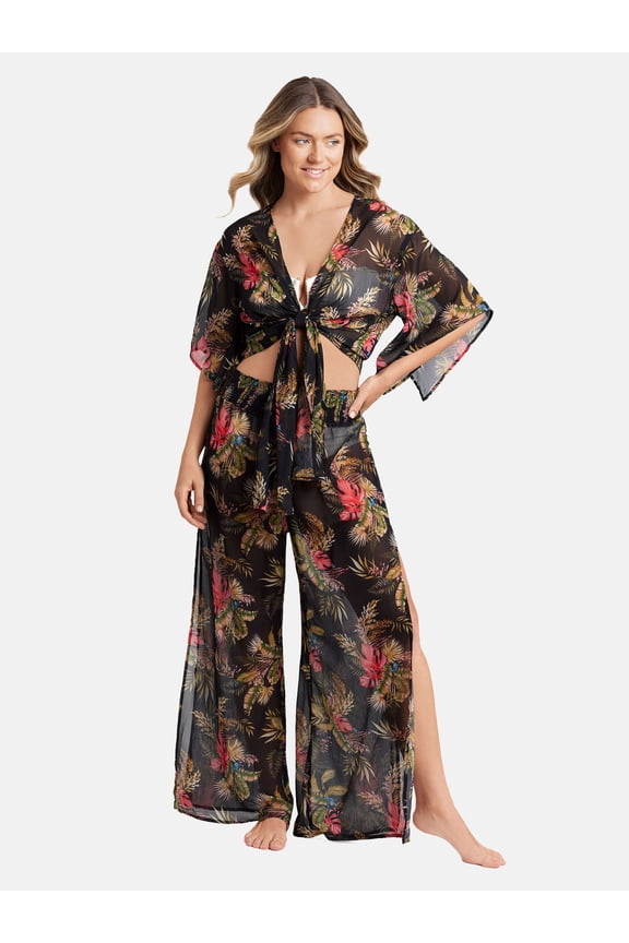 Women's and Women's Plus Batwing Crop Top Cover up