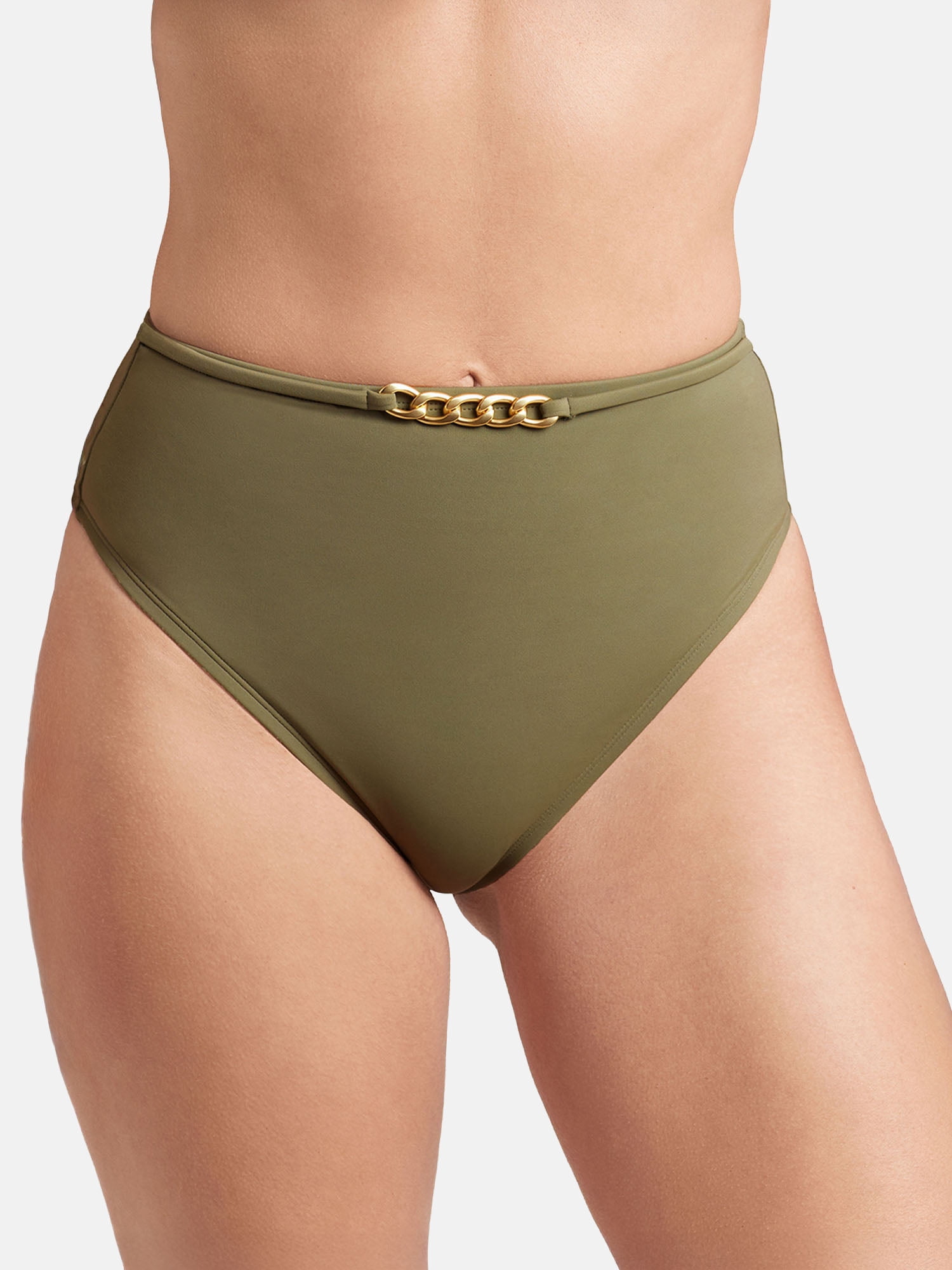 Sofia by Sofia Vergara Women's and Women's Plus Cheeky High Waist W/Chain Bikini Bottom