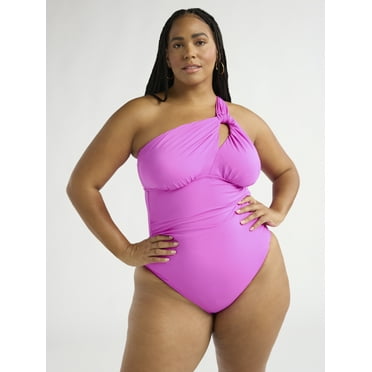 Sofia by Sofia Vergara Women's and Women's Plus One Shoulder Keyhole One Piece Swimsuit, Sizes XS-3X