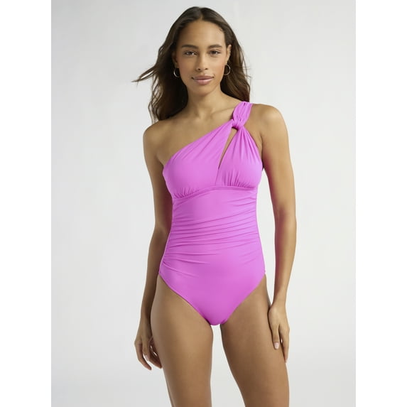Sofia by Sofia Vergara Women's and Women's Plus One Shoulder Keyhole One Piece Swimsuit, Sizes XS-3X