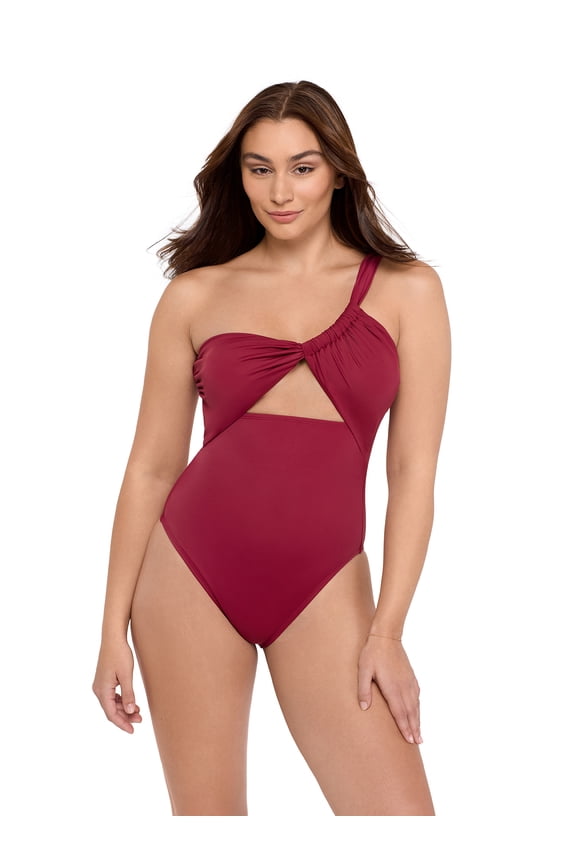 Women's and Women's Plus One Shoulder One-Piece Swimsuit, Sizes XS-2X
