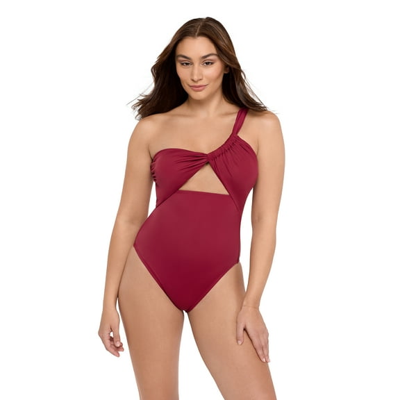 Sofia by Sofia Vergara Women's and Women's Plus One Shoulder One-Piece Swimsuit, Sizes XS-2X