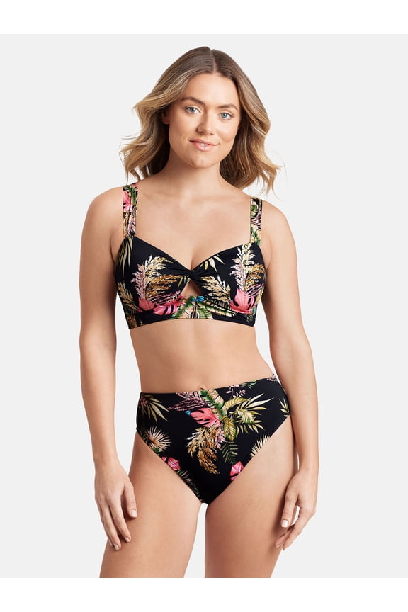 Women's and Women's Plus Twist Bandeau Longline Bikini Tops