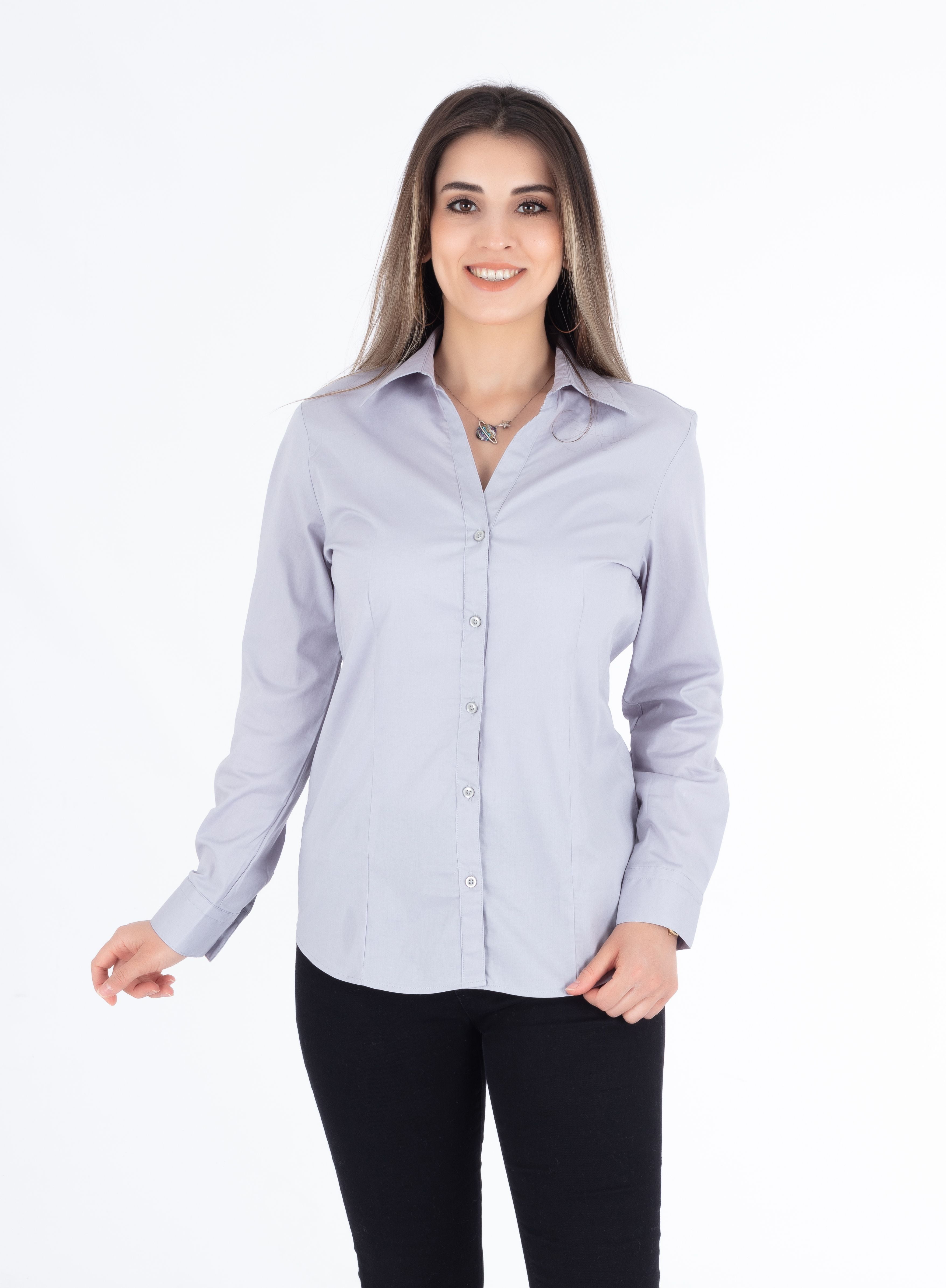 Sofia's Wardrobe Organic-Cotton Button-Down Shirt V Neck Long Sleeve Blouse  Formal Work Wear Shirt Women's Dress Shirt - Walmart.com