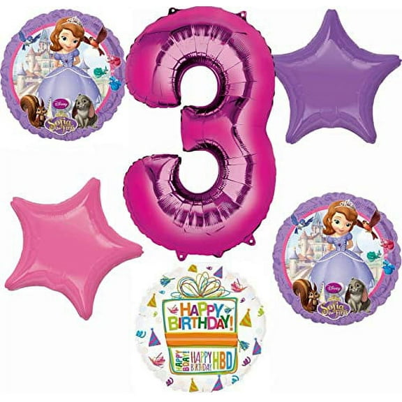 Sofia the First 3rd Birthday Party Supplies Balloon Bouquet Decorations