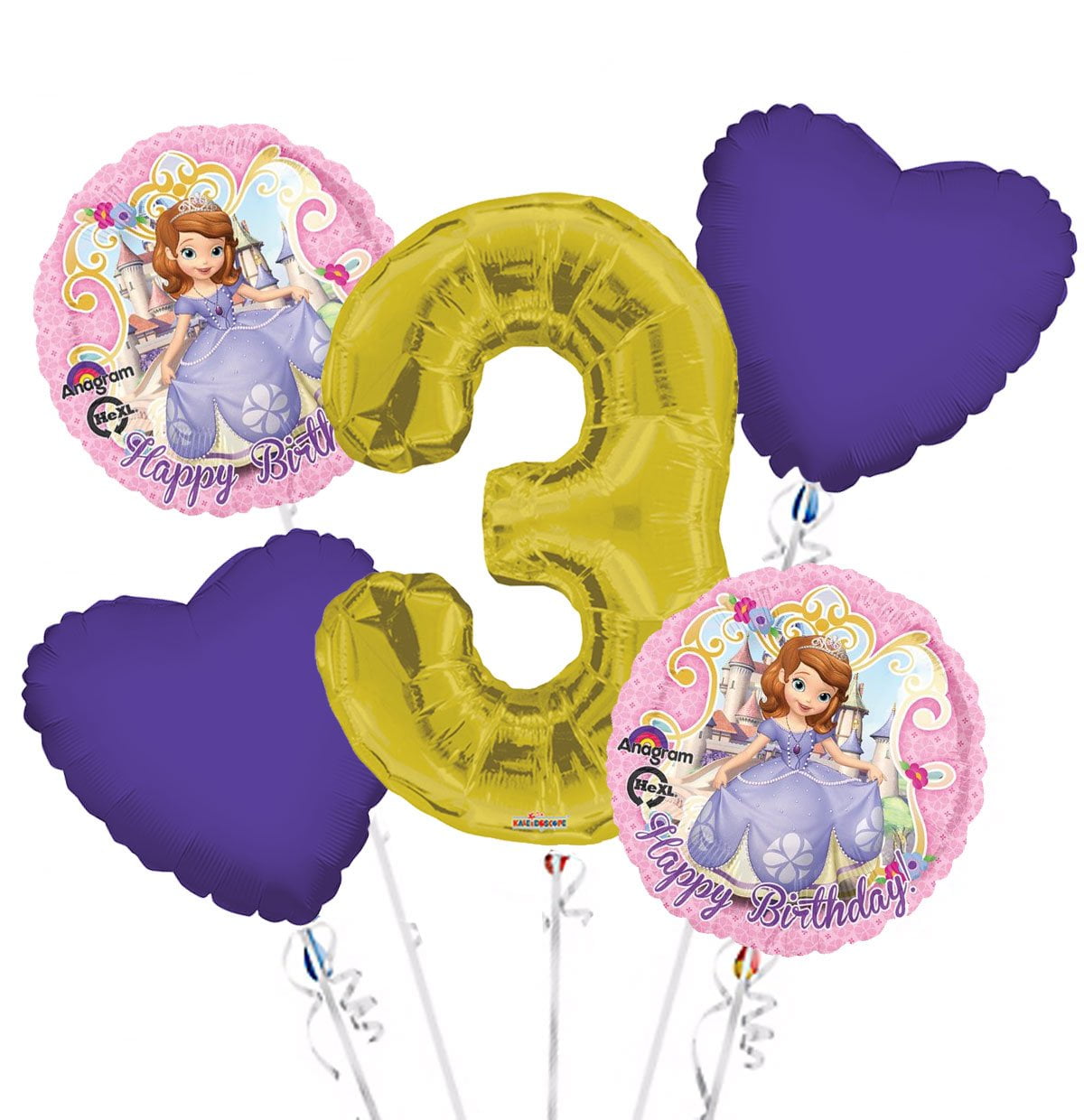 Sofia the First Balloon Bouquet 3rd Birthday 5 pcs Party
