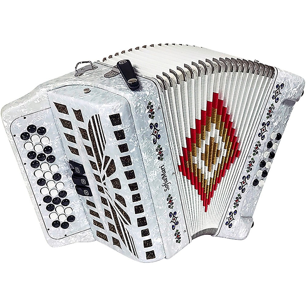 SofiaMari NSM-3412 34-Button 12-Bass Accordion GCF White Pearl