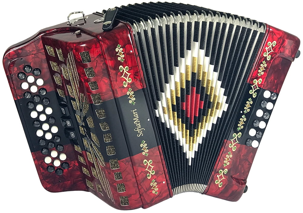 SofiaMari NSM3412 Accordion Package: 34 Button, 12 Bass, 3 Switch Accordion in Sol/GCF