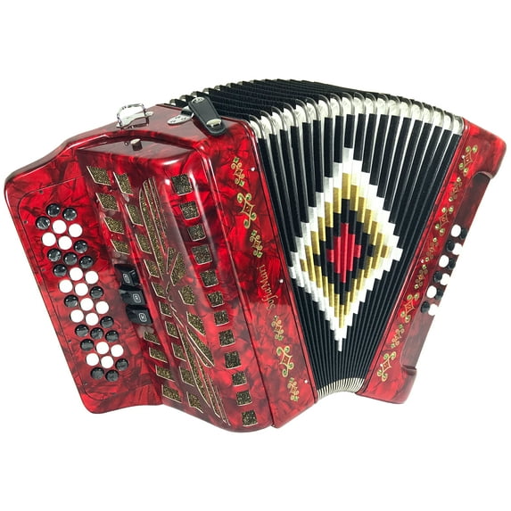 SofiaMari NSM3412 Accordion Package: 34 Button, 12 Bass, 3 Switch Accordion in Sol/GCF