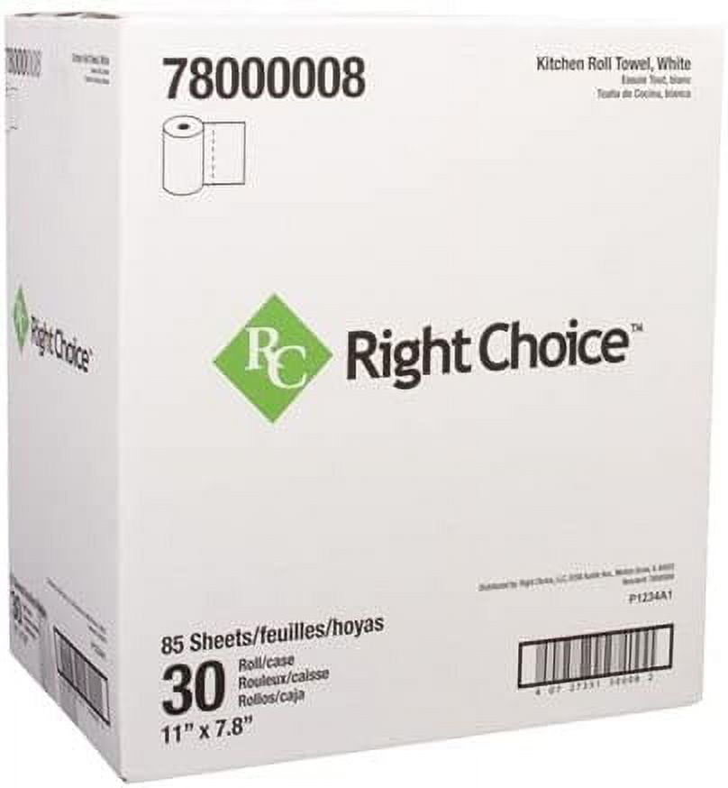 Sofidel Right Choice White Paper Kitchen Roll Towel, 11 x 7.8 inch - 30 per case.