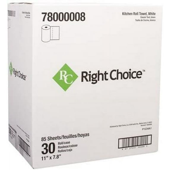 Sofidel Right Choice White Paper Kitchen Roll Towel, 11 x 7.8 inch - 30 per case.