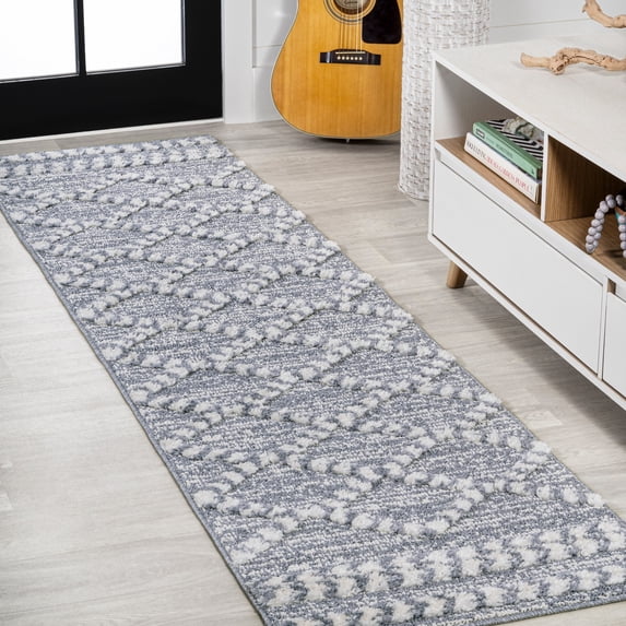JONATHAN Y SANTA THERESA 2 x 8 Runner Rug, Sofie Moroccan Trellis - Gray/Cream, SNT102A-28