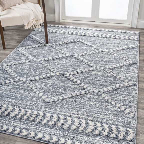 JONATHAN Y SANTA THERESA 3 x 5 Area Rug, Sofie Moroccan Trellis - Gray/Cream, SNT102A-3
