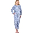 thumbnail image 1 of SofiePJ, Women's, Fun Printed Fleece Zip Up Hoodie Onesie Pajama, Light Blue, M, 1 of 2