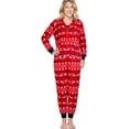 thumbnail image 1 of SofiePJ, Women's, Fun Printed Fleece Zip Up Hoodie Onesie Pajama, Red, M, 1 of 2