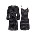 thumbnail image 1 of SofiePJ, Women's, Printed Chemise and Robe 2 Piece Sleep Set, Black Pink, PLUS2XL, 1 of 6