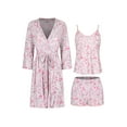 thumbnail image 1 of SofiePJ, Women's, Printed Robe Set with Chemise and Shorts 3 Piece Sleep Loungewear, Pink, XL, 1 of 6