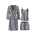 thumbnail image 1 of SofiePJ, Women's, Printed Robe Set with Chemise and Shorts 3 Piece Sleep Loungewear, White, M, 1 of 1