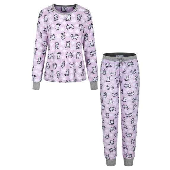 SofiePJ, Women's, Printed Waffle Velour Pajama Set w/ Jogger Pants, Lilac, M