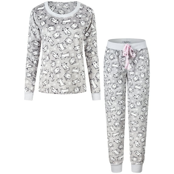 SofiePJ, Women's, Warm Dimple Fleece Pajama Gift Set, Light Grey, L