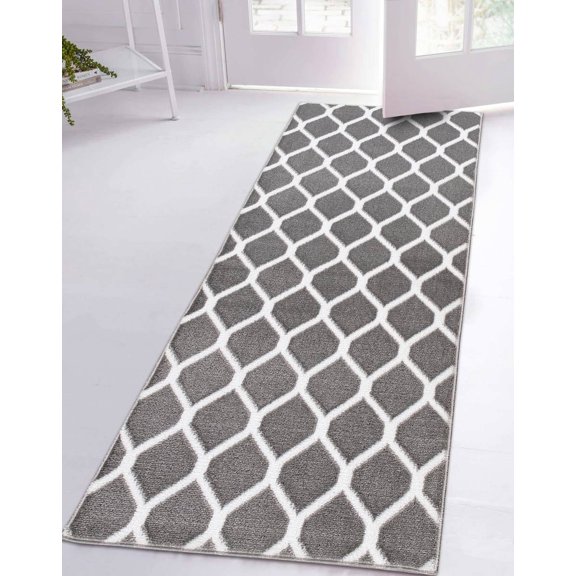 Sofihas Kitchen Rugs Set [2 PCS] Absorbent, Non-Slip Throw Rugs and Runners for Kitchen - Washable Gray Kitchen Rugs with Non-Skid Backing 59"x24" & 35"x24"