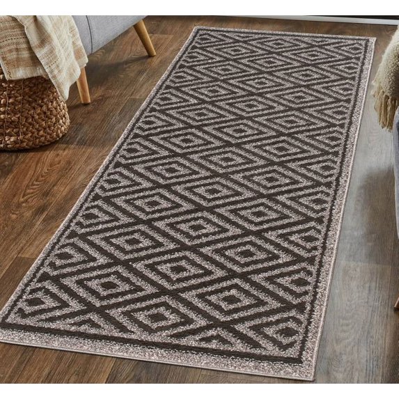 Sofihas Modern Geometric Design Door Mat Runner Set - 2 Piece Rug Mat Set with Non-Slip, Washable, Entry way Mats in 24x35 and 24x59 Inches. Keep Your Home Clean and Stylish with these Dirt Trappers.