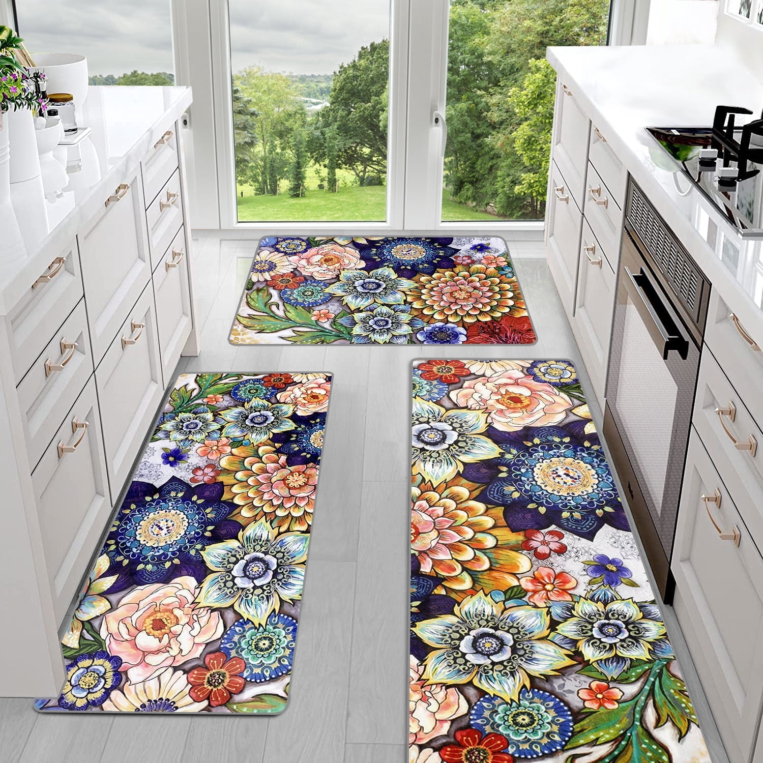 Sofort Kitchen Rugs Sets of 3, Boho Non Slip Washable Kitchen Mats for ...