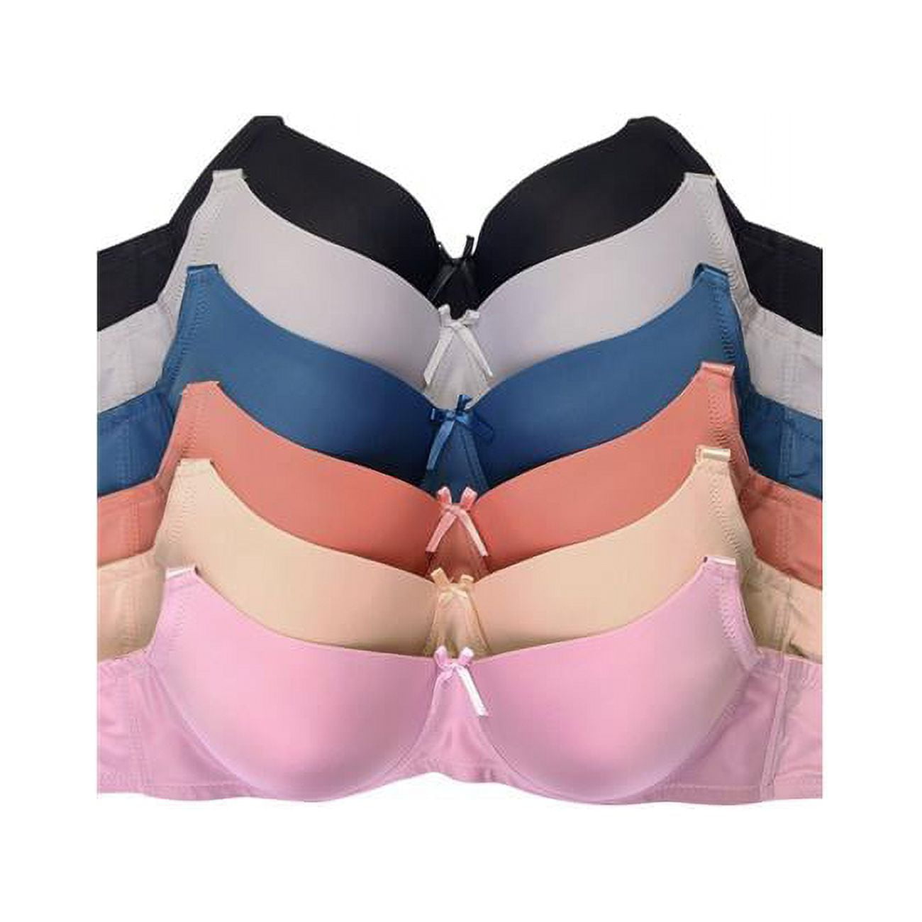 Pack of 3 Womens Full Coverage D Cup Plain Underwire Support Push Up Bra  34D-44D