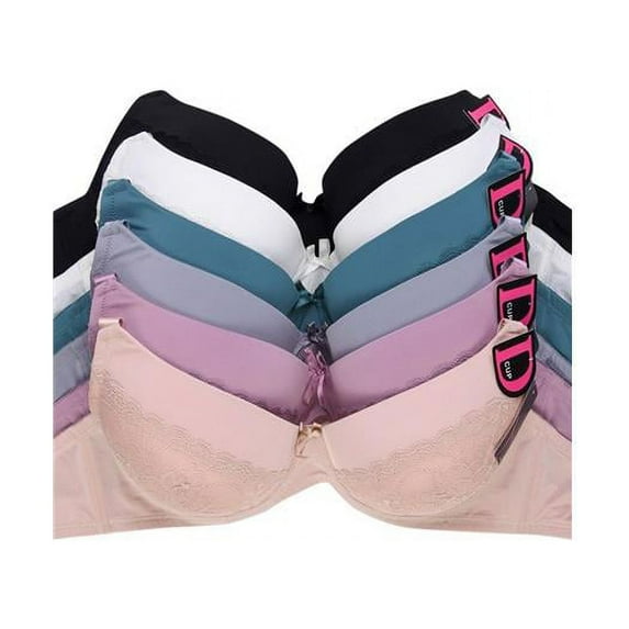 Sofra BR4311PLD - 44D Womens Full Coverage Bra - D Cup Style Intimate Sets, Size 44D - Pack of 6