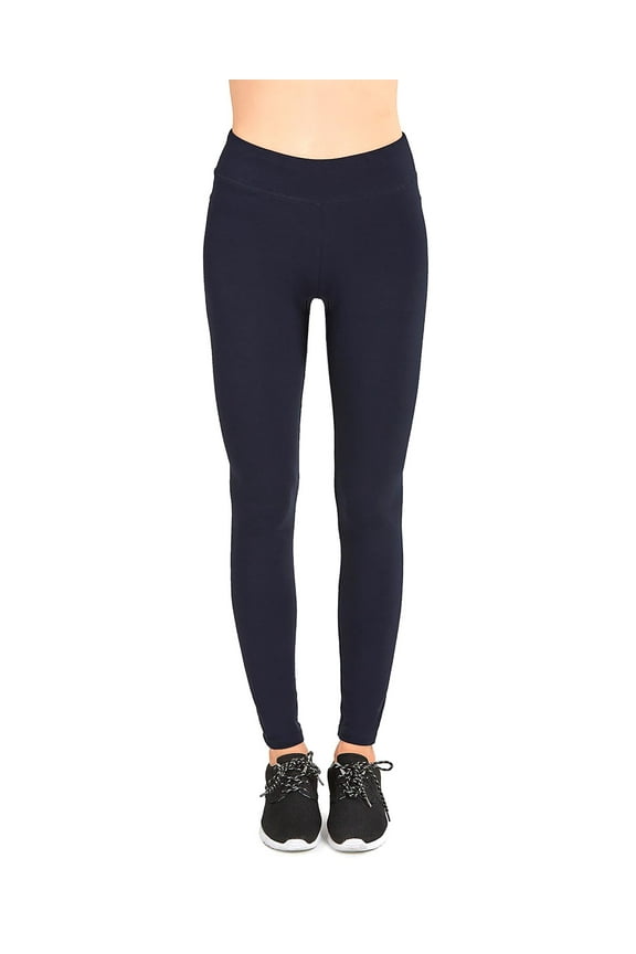Cotton Leggings - Womens Medium Weight Breathable Cotton Legging, Navy, Size: Small
