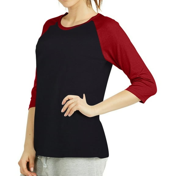 Sofra/Cottonbell Women Jersey Raglan 3/4 Sleeve Baseball Tee Shirts Top