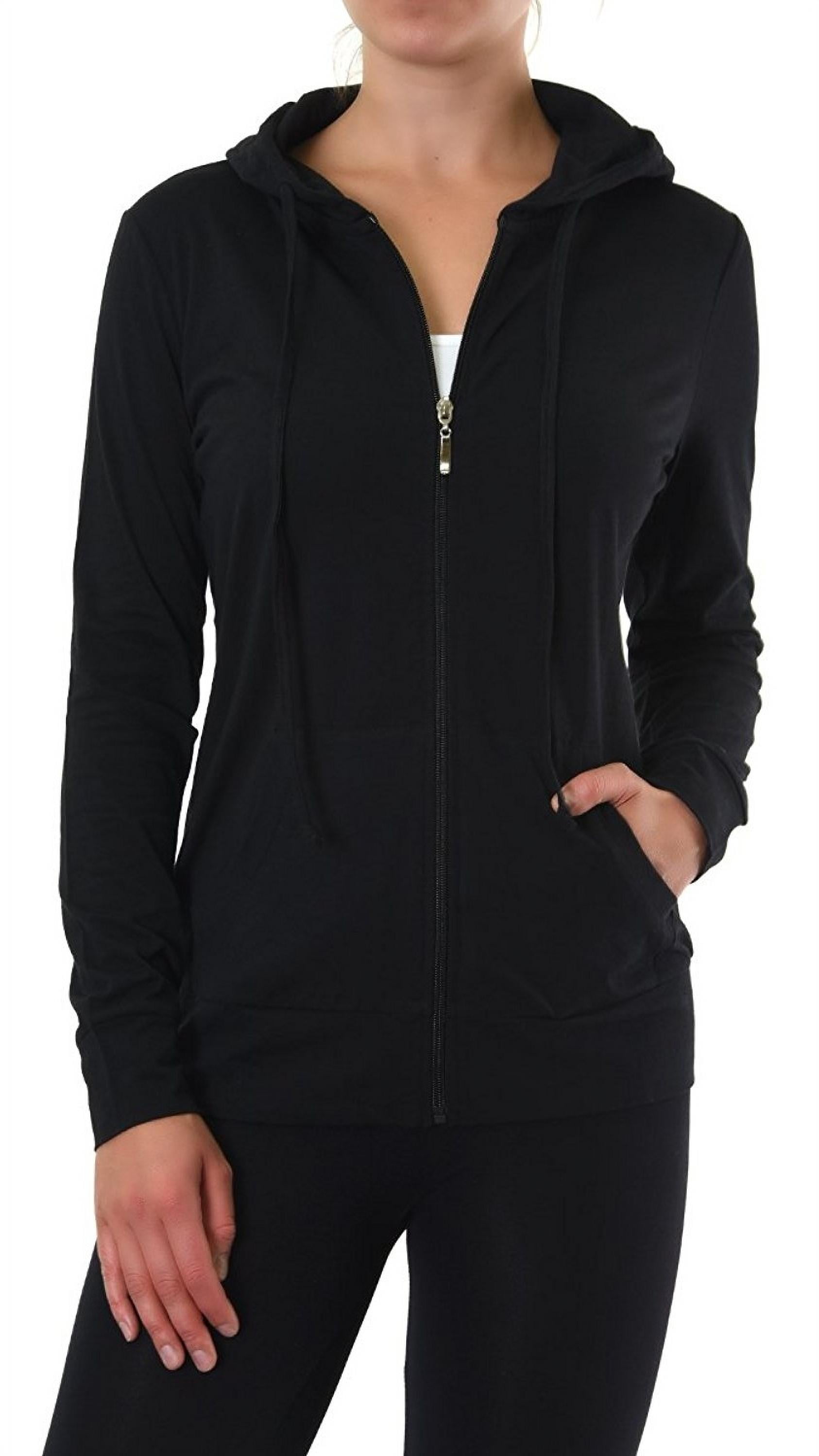Thin black zip up hoodie womens sale