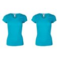 thumbnail image 1 of Sofra Ladies 2 Pack Short Sleeve V Neck T-Shirts Aqua M, 1 of 5