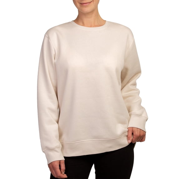 Sofra Women Fleece Crewneck Sweatshirt L, Oat