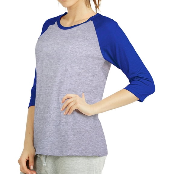 Sofra/Cottonbell Women Jersey Raglan 3/4 Sleeve Baseball Tee Shirts Top