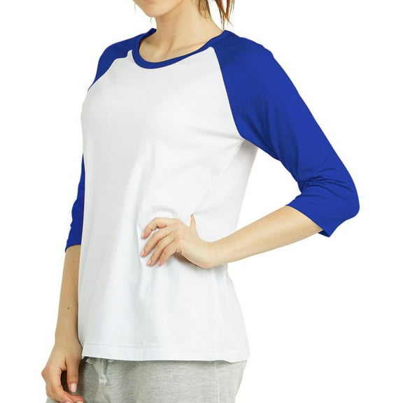 Sofra/Cottonbell Women Jersey Raglan 3/4 Sleeve Baseball Tee Shirts Top