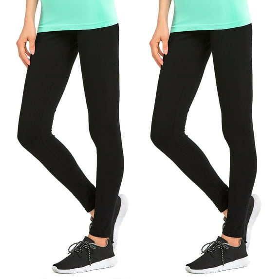 Sofra Women & Plus Cotton High Waist Full Length Cotton Workout Leggings (Black/Black, 1XL)